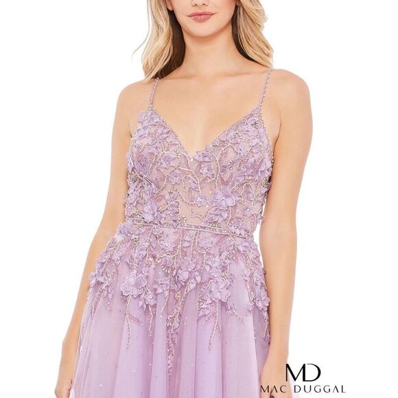Mac Duggal High Low Spaghetti Strap Prom Gown 11207 Lilac - Picture 3 of 13